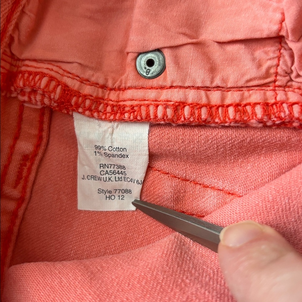J. Crew Factory Toothpick Skinny Jeans Coral Pink Size 27 Ankle - Picture 8 of 8